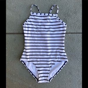 Hanna Andersson | White/Navy Striped Swimsuit | sz 5